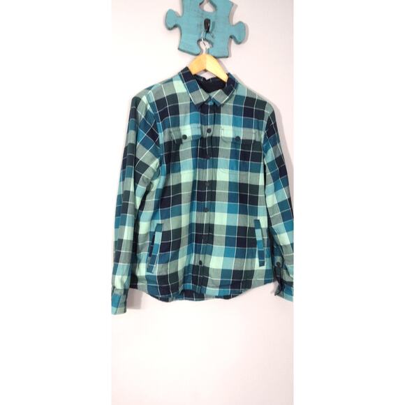 L.L Bean Women's Fleece-Lined Green Plaid Flannel Shirt Small Snap-Front - Picture 4 of 15